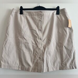 Kate Hill Skort Front Snaps A-Line Zip Shorts Cotton Back Elastic Beige Size 20W
